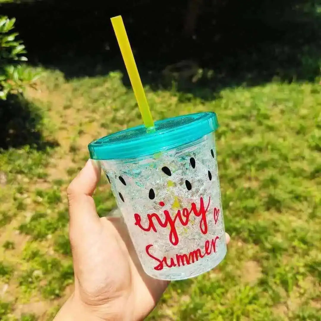Kawaii Dinosaur Blossom Bottle Creative Sequin Rabbit Crushed Ice Cup Summer Drink Mugs With Straw Coffee Juice Mugs TechVisio