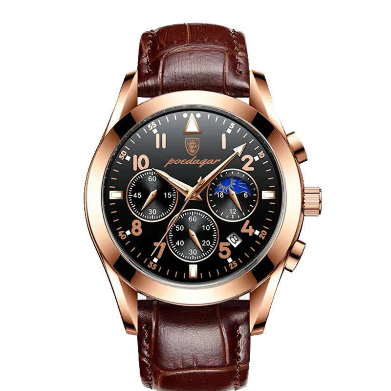 POEDAGAR Men Watch New Top Brand Luxury Waterproof Luminous Sport Wristwatch Quartz Military Genuine Leather Relogio Masculino TechVisio