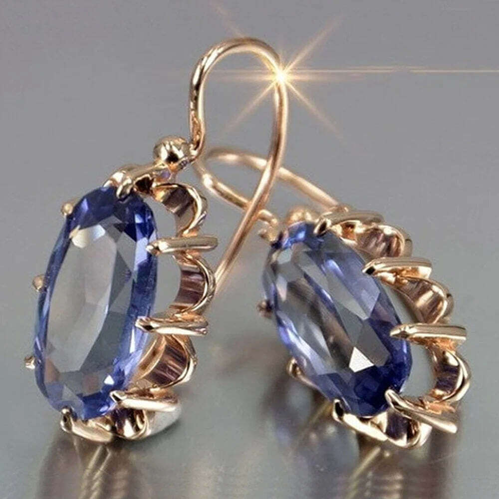 Huitan Trendy Women Oval Cubic Zirconia Earrings Temperament Elegant Design Luxury Female Dangle Earrings Aesthetic Jewelry 2022 TechVisio