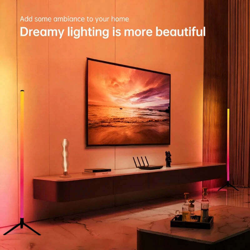 120CM LED RGB Floor Lamp Bar, Sound Pickup Ambient Light, Corner Wall Light for Bedroom, E-Sports Room Live Atmosphere Lamp TechVisio