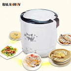Electric Mini Rice Cooker Portable MultiCooker Household Rice Cookers 12V 24V 220V Pot Cooking Machine Pans For Car Truck Home TechVisio