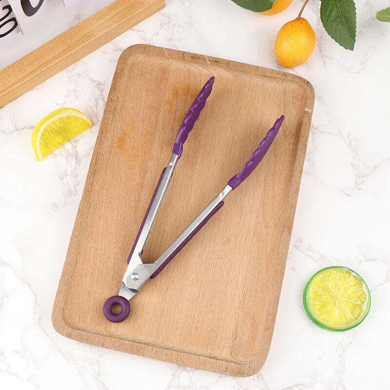 Silicone BBQ Grilling Tong Kitchen Cooking Salad Bread Serving Tong Non-Stick Barbecue Clip Clamp Stainless Steel Tools Gadgets TechVisio