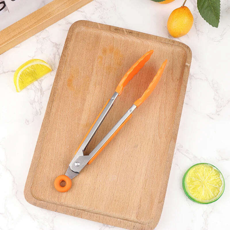 Silicone BBQ Grilling Tong Kitchen Cooking Salad Bread Serving Tong Non-Stick Barbecue Clip Clamp Stainless Steel Tools Gadgets TechVisio