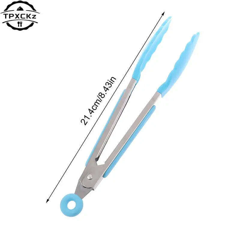 Silicone BBQ Grilling Tong Kitchen Cooking Salad Bread Serving Tong Non-Stick Barbecue Clip Clamp Stainless Steel Tools Gadgets TechVisio