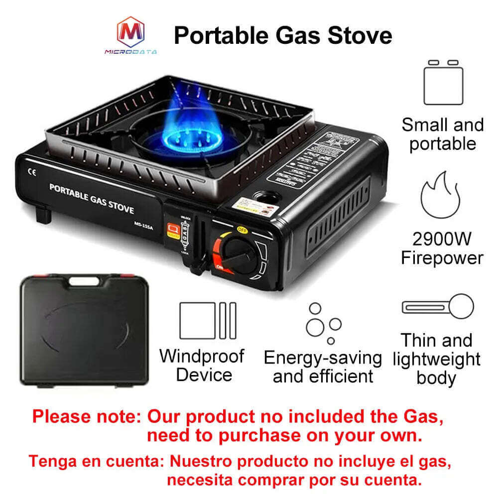 Réchaud à Gaz Portable Camping – 2900W Coupe-Vent Alliage Aluminium TechVisio