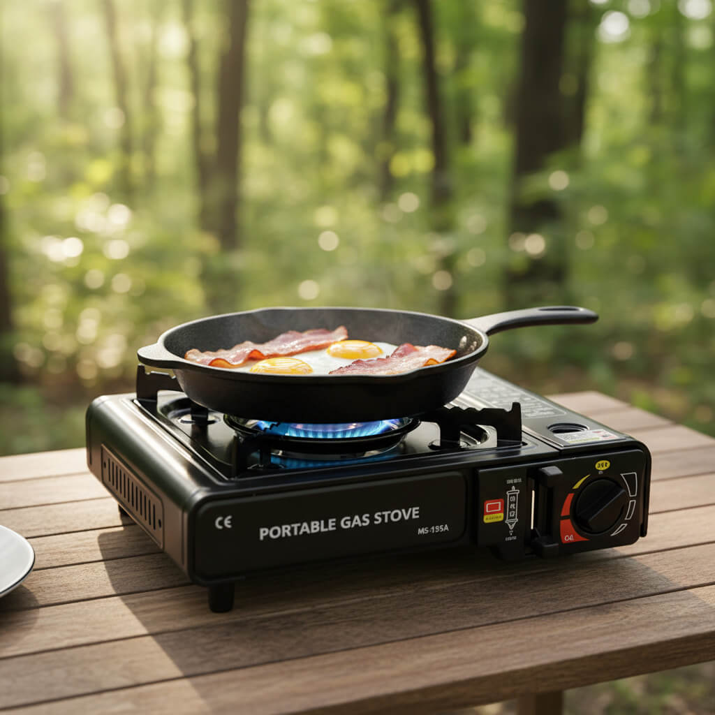 Réchaud à Gaz Portable Camping – 2900W Coupe-Vent Alliage Aluminium TechVisio