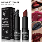 7Colors Glitter Lipstick Waterproof Long Lasting Diamond Pearlescent Metallic Lipstick Black Lipgloss Women Lips Makeup Cosmetic TechVisio