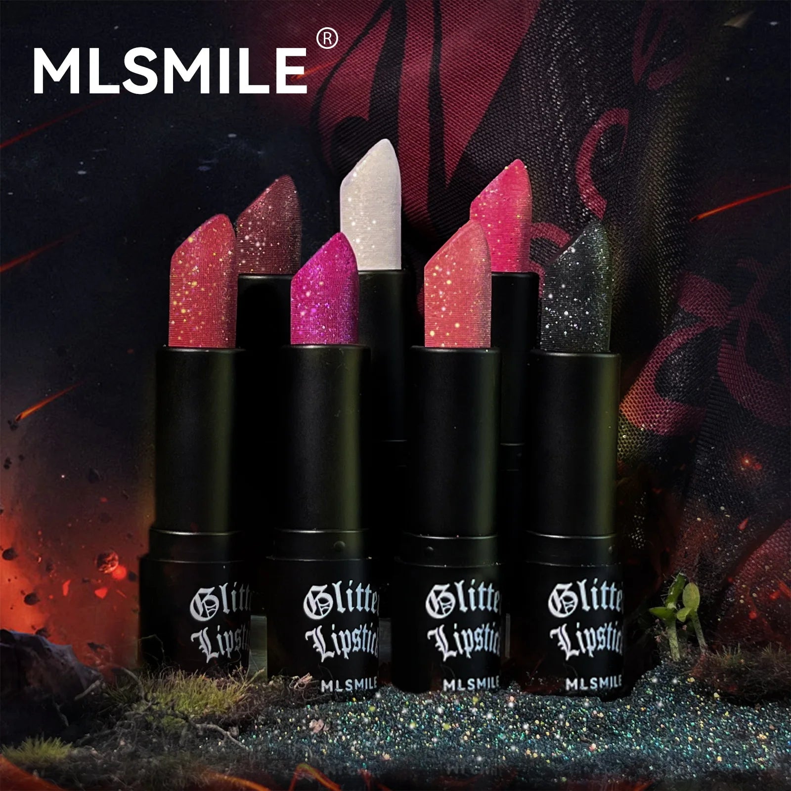 7Colors Glitter Lipstick Waterproof Long Lasting Diamond Pearlescent Metallic Lipstick Black Lipgloss Women Lips Makeup Cosmetic TechVisio
