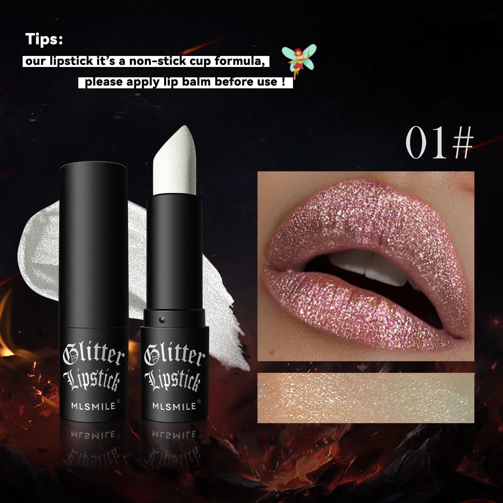 7Colors Glitter Lipstick Waterproof Long Lasting Diamond Pearlescent Metallic Lipstick Black Lipgloss Women Lips Makeup Cosmetic TechVisio