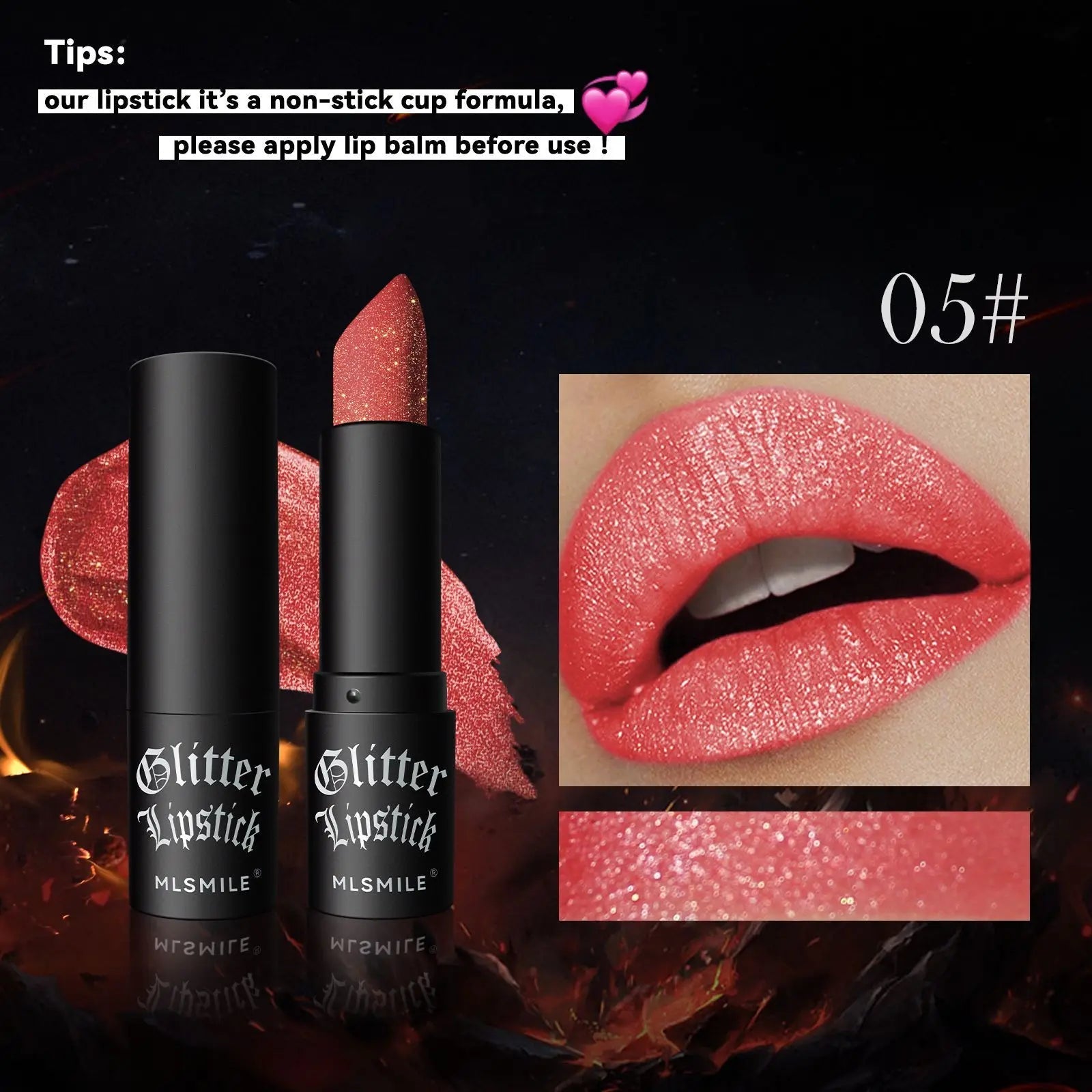 7Colors Glitter Lipstick Waterproof Long Lasting Diamond Pearlescent Metallic Lipstick Black Lipgloss Women Lips Makeup Cosmetic TechVisio