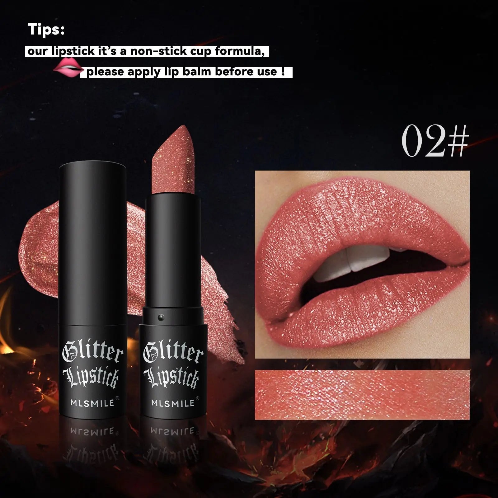 7Colors Glitter Lipstick Waterproof Long Lasting Diamond Pearlescent Metallic Lipstick Black Lipgloss Women Lips Makeup Cosmetic TechVisio