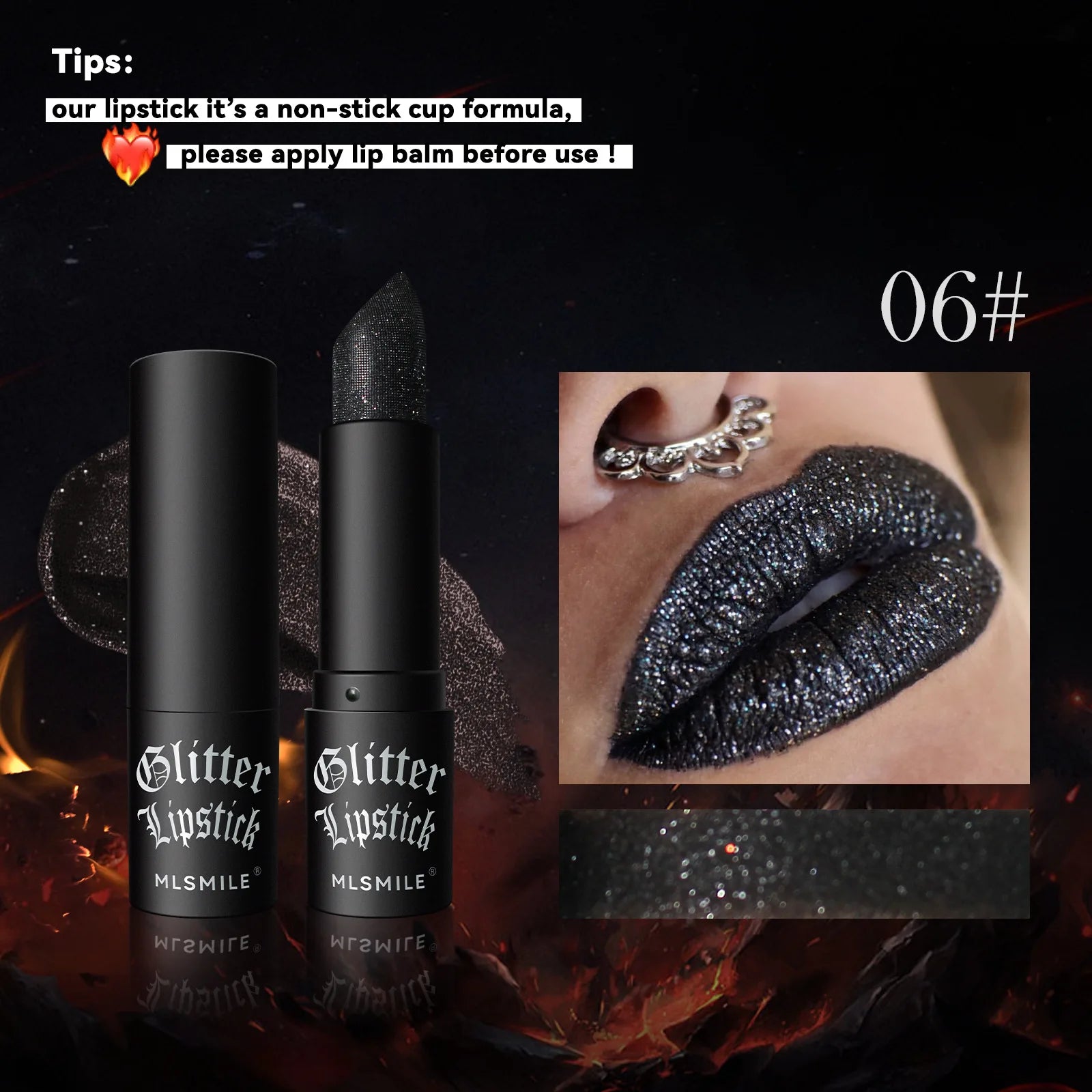 7Colors Glitter Lipstick Waterproof Long Lasting Diamond Pearlescent Metallic Lipstick Black Lipgloss Women Lips Makeup Cosmetic TechVisio