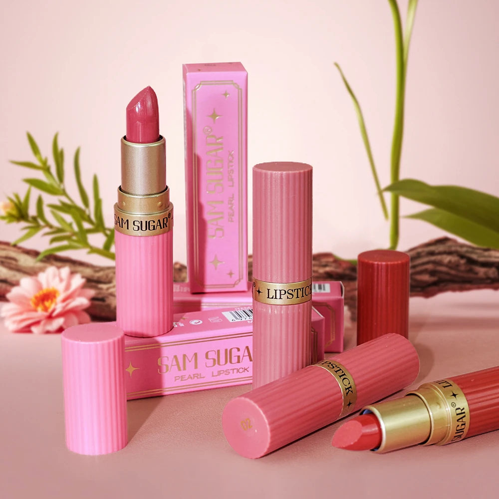 Pearlescent Pink Glitter Velvet Lipstick Metallic Waterproof Long Lasting Matte Shimmer Diamond Lipstick Women Makeup Cosmetic TechVisio