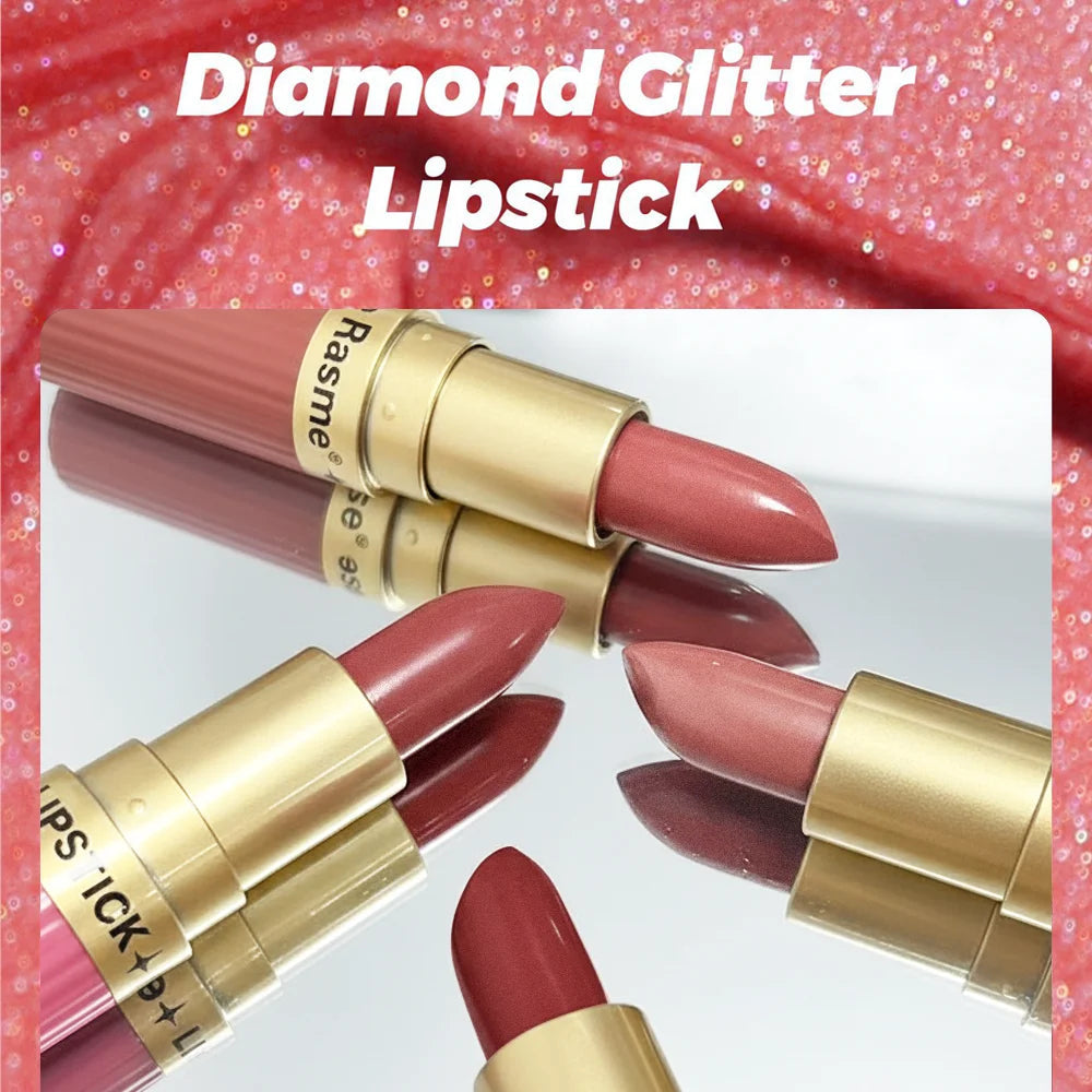 Pearlescent Pink Glitter Velvet Lipstick Metallic Waterproof Long Lasting Matte Shimmer Diamond Lipstick Women Makeup Cosmetic TechVisio