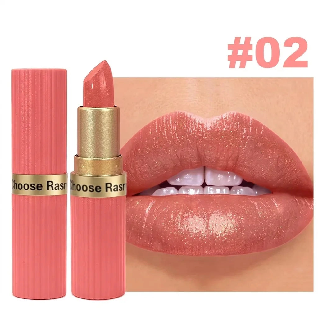 Pearlescent Pink Glitter Velvet Lipstick Metallic Waterproof Long Lasting Matte Shimmer Diamond Lipstick Women Makeup Cosmetic TechVisio