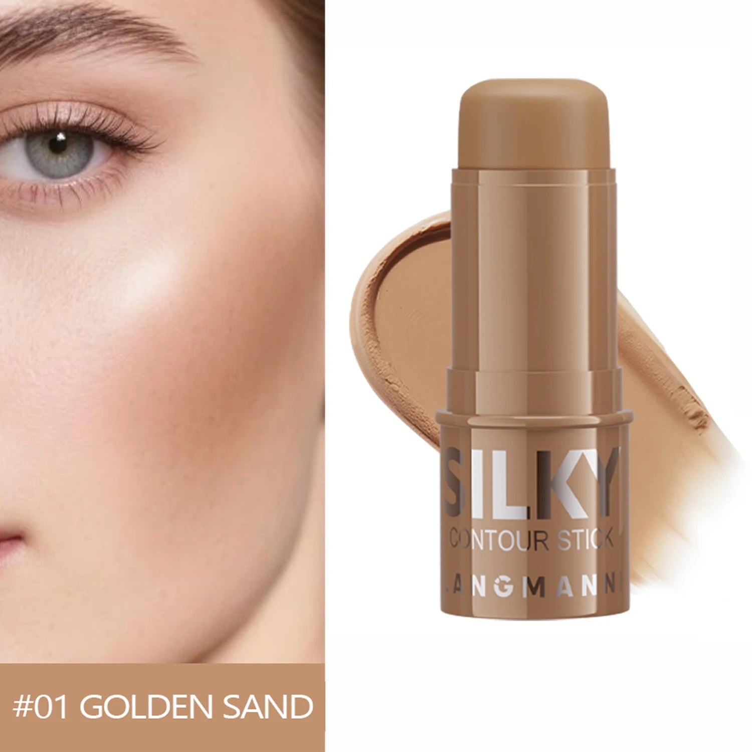 LANGMANNI Tri-Color Multi-Functional Face Brightening Contour Stick Contouring & Brightening Skin-Perfecting Stick TechVisio