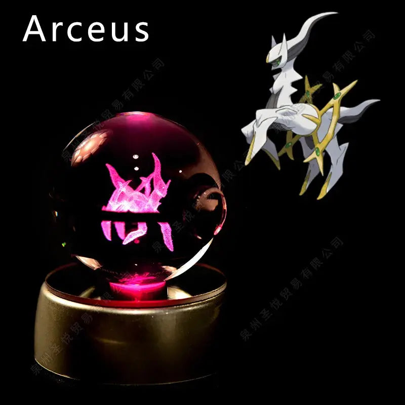 Boule de Cristal Pokémon 3D LED – 36 Personnages, Socle Lumineux, Cadeau TechVisio