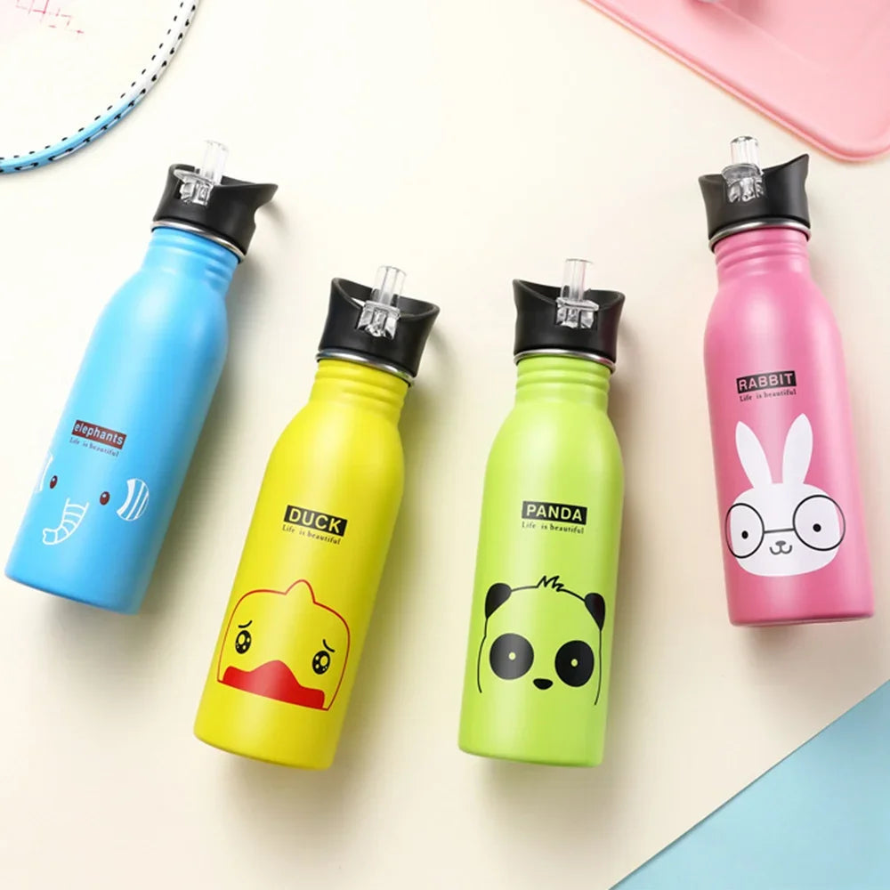 500ML Stainless Steel Water Bottle with Straw Kawaii Water Bottle Children's Sport Bottle Leak Proof Durable Kettle Eco-Friendly TechVisio