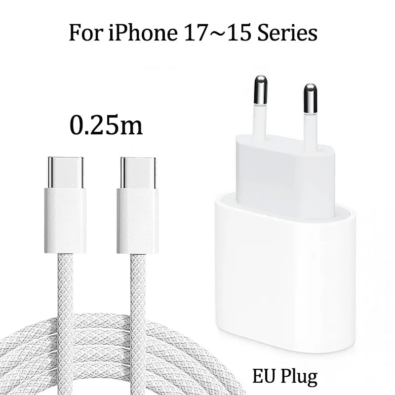 Chargeur iPhone 20W USB-C KEAI – Charge Rapide + Câble Inclus