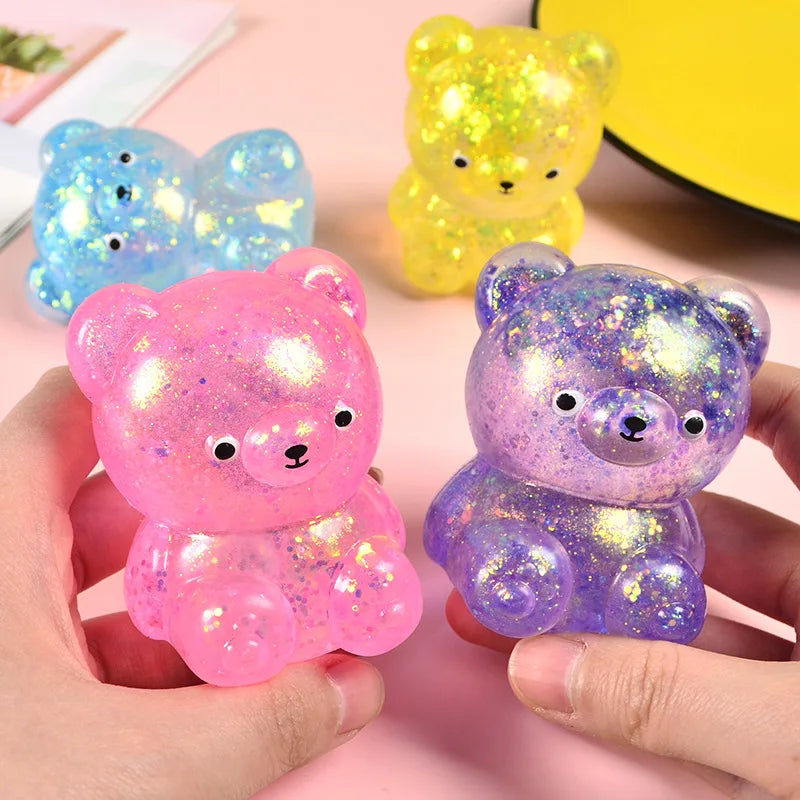 Squishy ours gummy pailleté anti-stress – couleur aléatoire, lot de 1, 2 ou 3