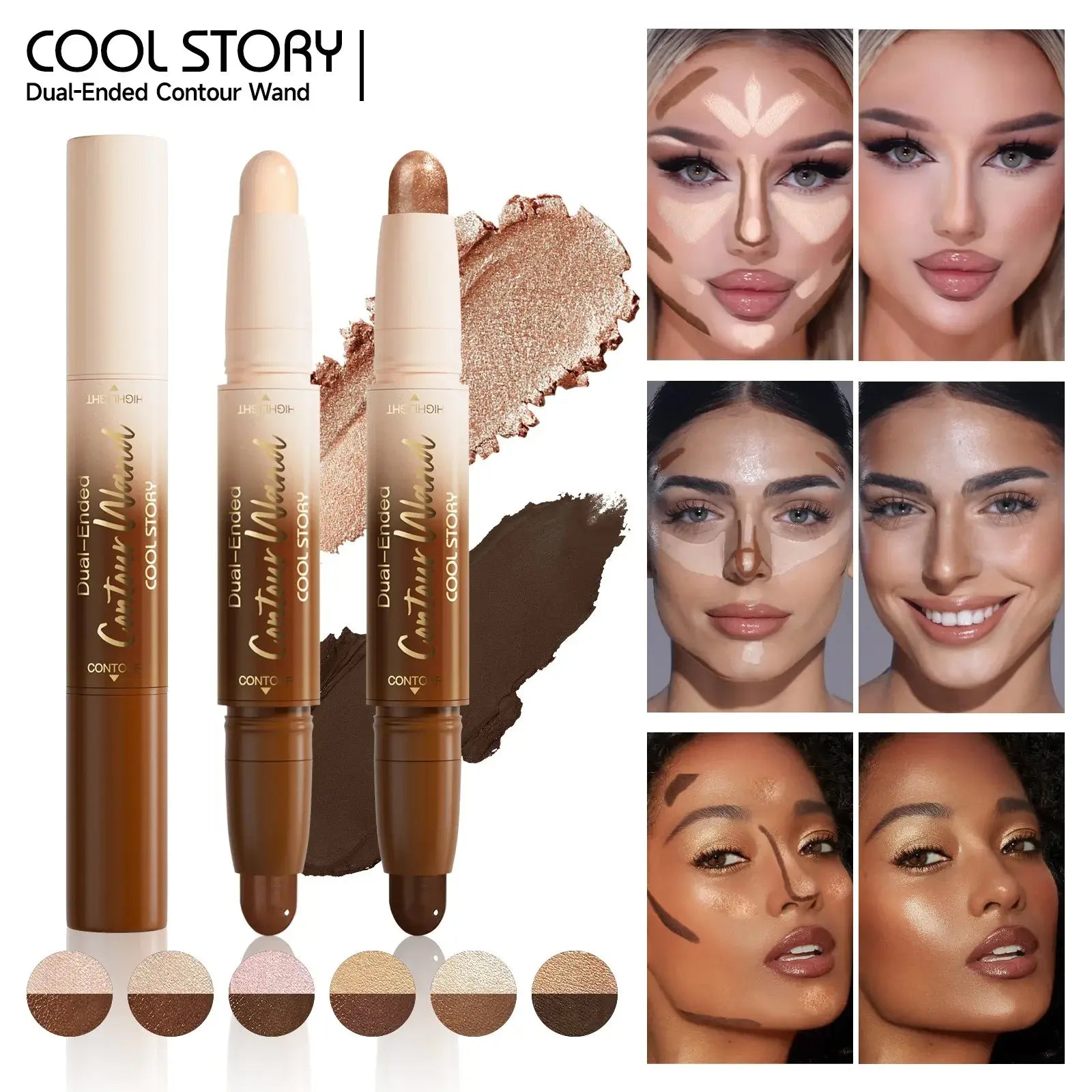 Stick Highlighter & Contouring 2-en-1 – 6 Teintes