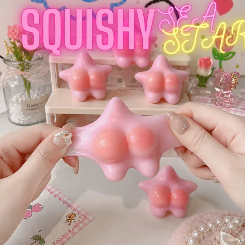 Pink starfish TABA pinch music, funny starfish shape Taba pinch toy, cute star ass squeeze toy, kawaii novelty shape Pop Fidget decompression toy, suitable for adults, teenagers, students, office workers use, EDC pocket carry TechVisio