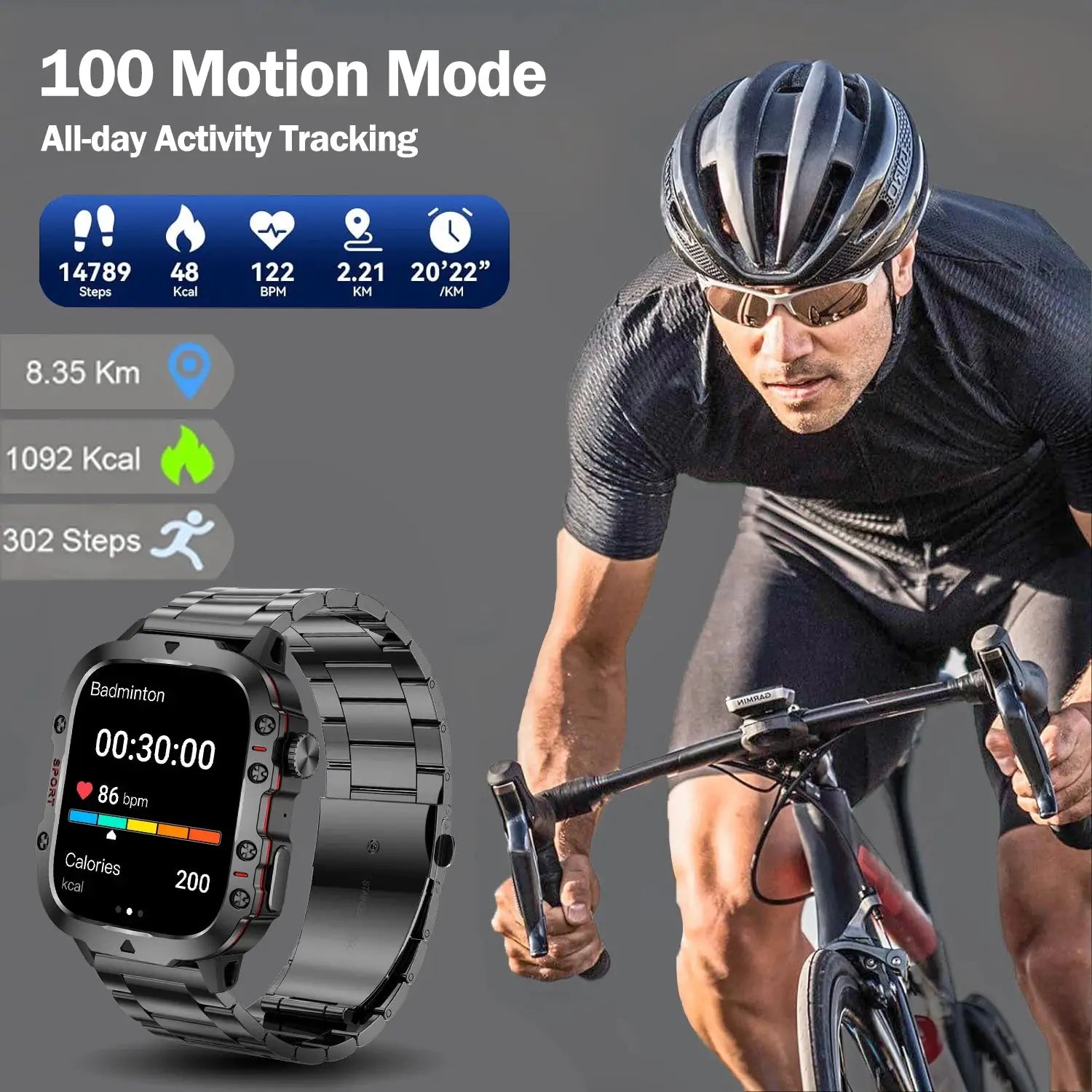 Montre Connectée LIVLOV – IA | Écran HD 1,96" | 100+ Sports | BT5.2 TechVisio
