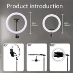 Kit Ring Light LED TechVisio – 10"/12" | Trépied 200cm | 3 Modes | USB TechVisio