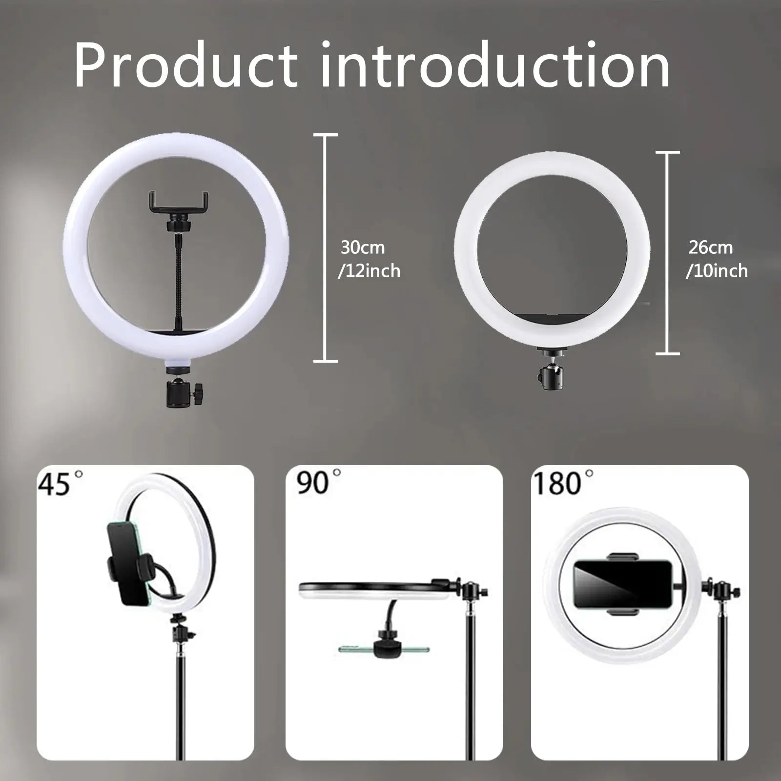Kit Ring Light LED TechVisio – 10"/12" | Trépied 200cm | 3 Modes | USB TechVisio