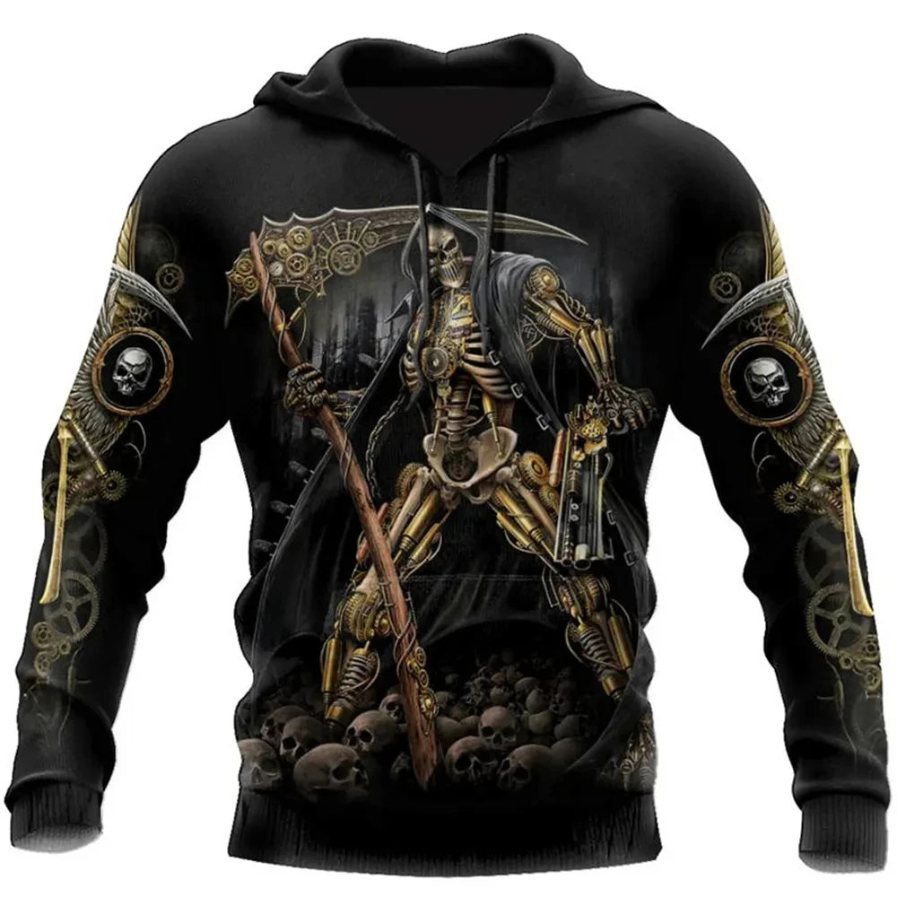 Vintage Skull 3D Print Hoodie Men/Women Casual Fashion Hoodies 2026 Pullover Sweatshirts Oversized Unisex Men Coat TechVisio