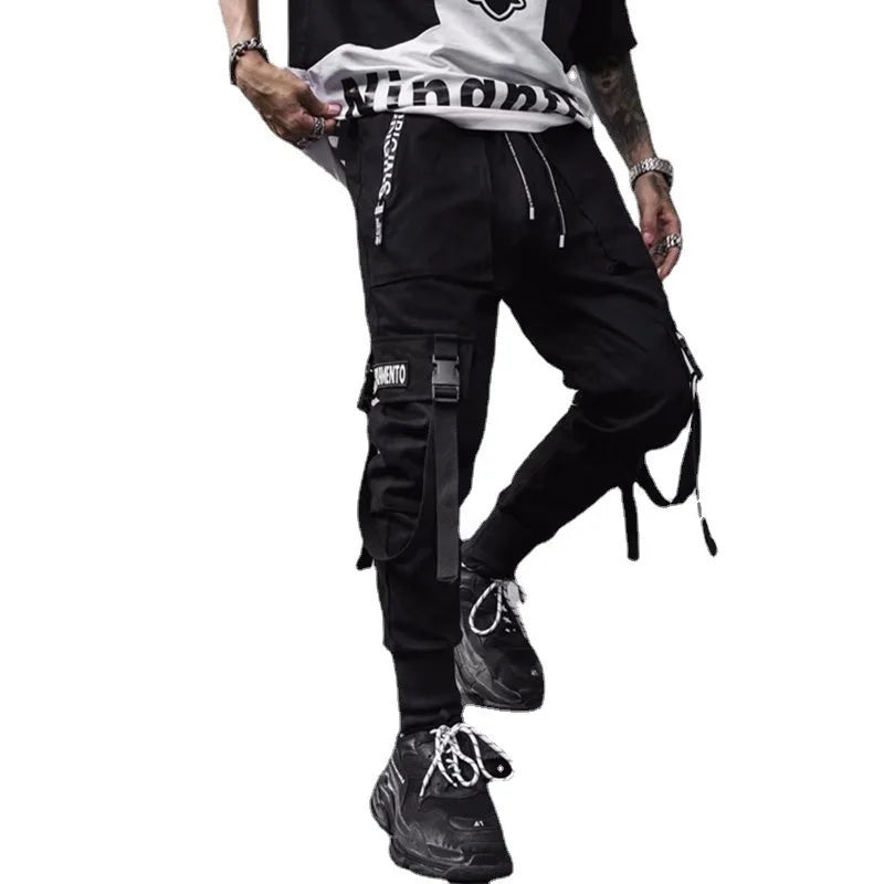 Thin Streetwear Casual Pants Men Ribbons Harem Jogging Pants Male Slim Fit Spring Cargo Pants Multi-Pockets Women Trouser K1299 TechVisio