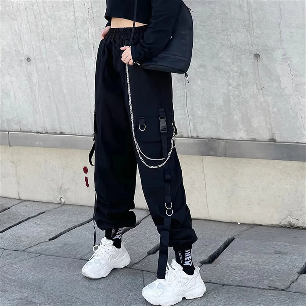 2025 Hip Hop Cargo Pants Men Women Baggy Tactical Trouser With Nwcklace Fashion Stududet Summer Outwork Joggers Trouser Female TechVisio