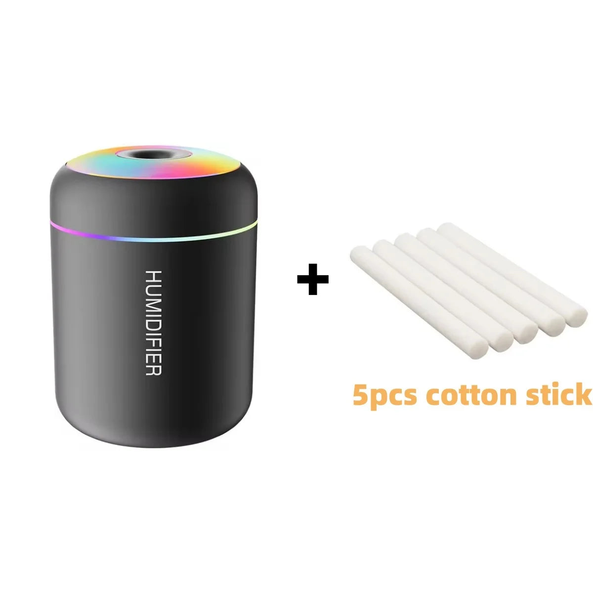Mini Humidificateur USB Aromathérapie 180ml – Silencieux, Noir & Blanc