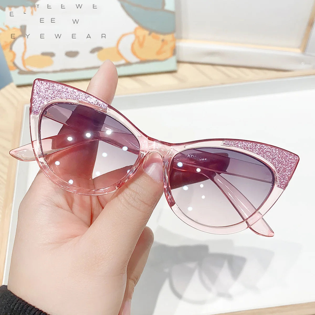 Lovely Cat Eye Children Sunglasses Shiny Bowknot Sun Glasses Kids Cute Baby Eyewear Trend Girls Boy Eyeglasses TechVisio