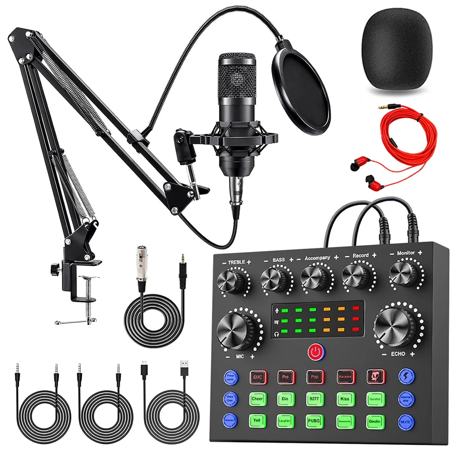 V8S Streaming Kit – Dual DSP Sound Card | BM-800 Mic | BT 5.0