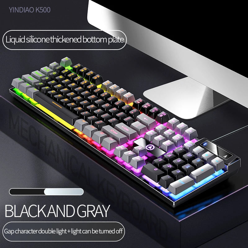 104 Keys Gaming Keyboard Wired Keyboard Color Matching Backlit Mechanical Feel Computer E-sports Peripherals for Desktop Laptop TechVisio