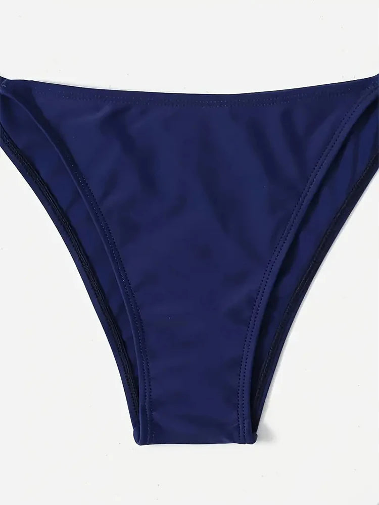 Swimwear Thong Bikini Set Sexy New Navy Blue Swimsuits Woman Sexy Bathing Suits Bikinis Triangle Bandage Female Beachwear TechVisio
