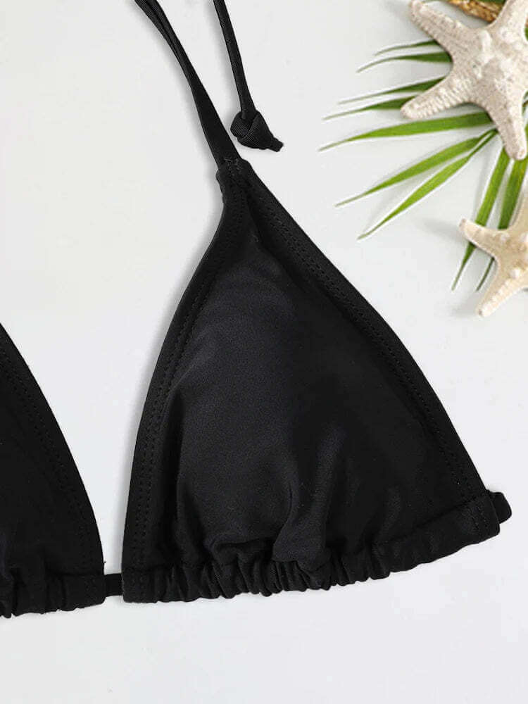 Bikini Triangle String Noir Brésilien – Sexy Plage XS à L TechVisio
