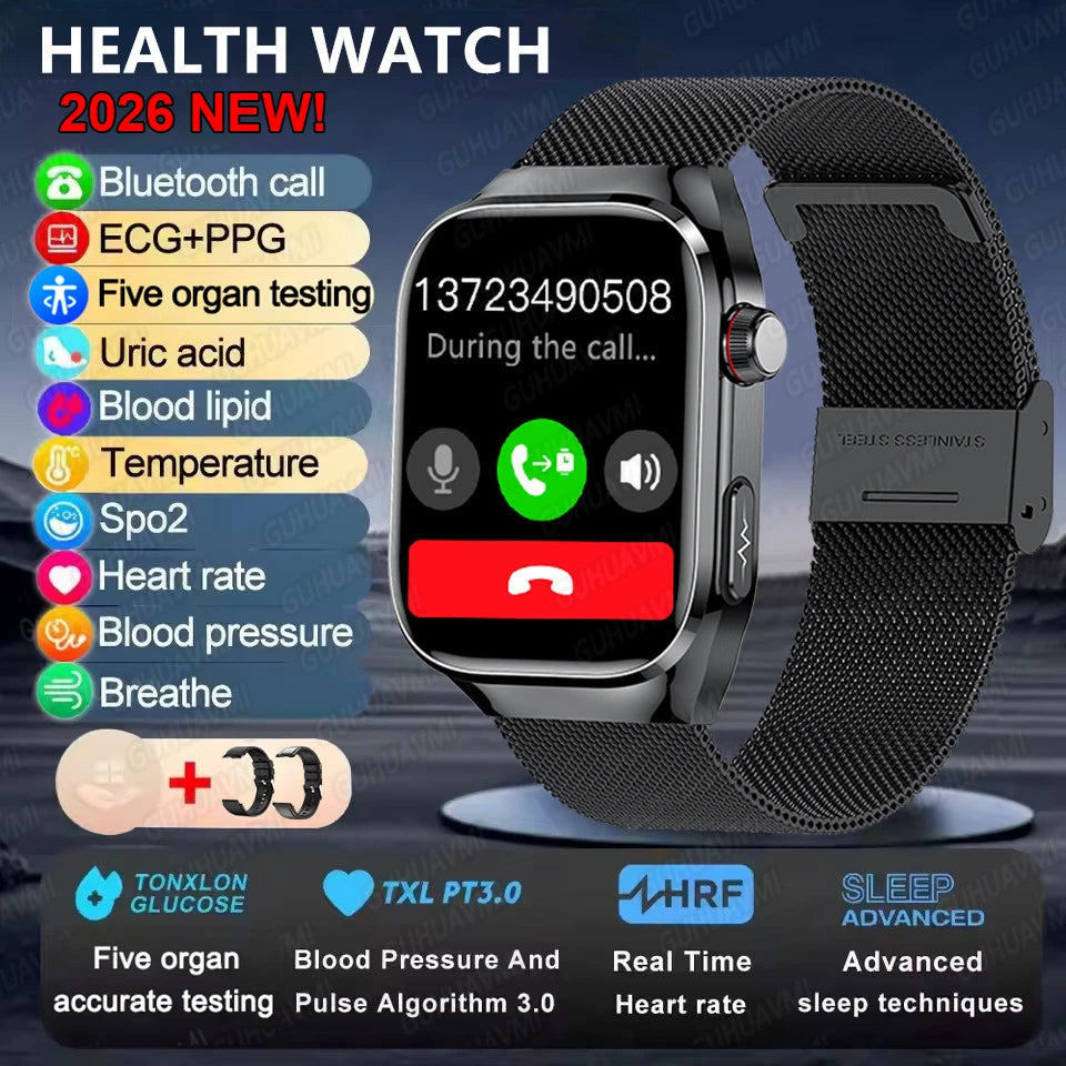 Smartwatch Gesundheit KI – EKG, SpO2, AMOLED, IP68