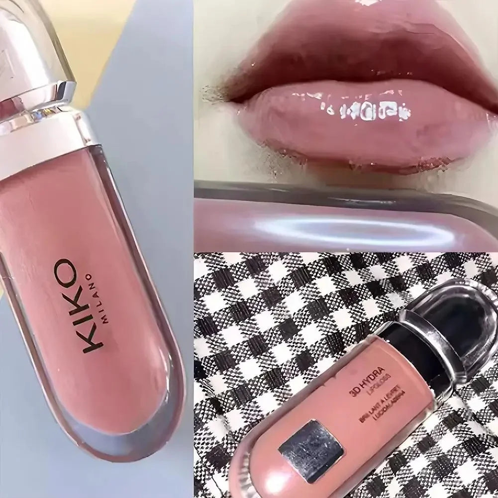 Original Kiko 3D Mirror Lip Glaze Waterproof Non Fading and Non Stick Cup Gentle Bean Paste Color Fine Shiny Point Charm Red TechVisio