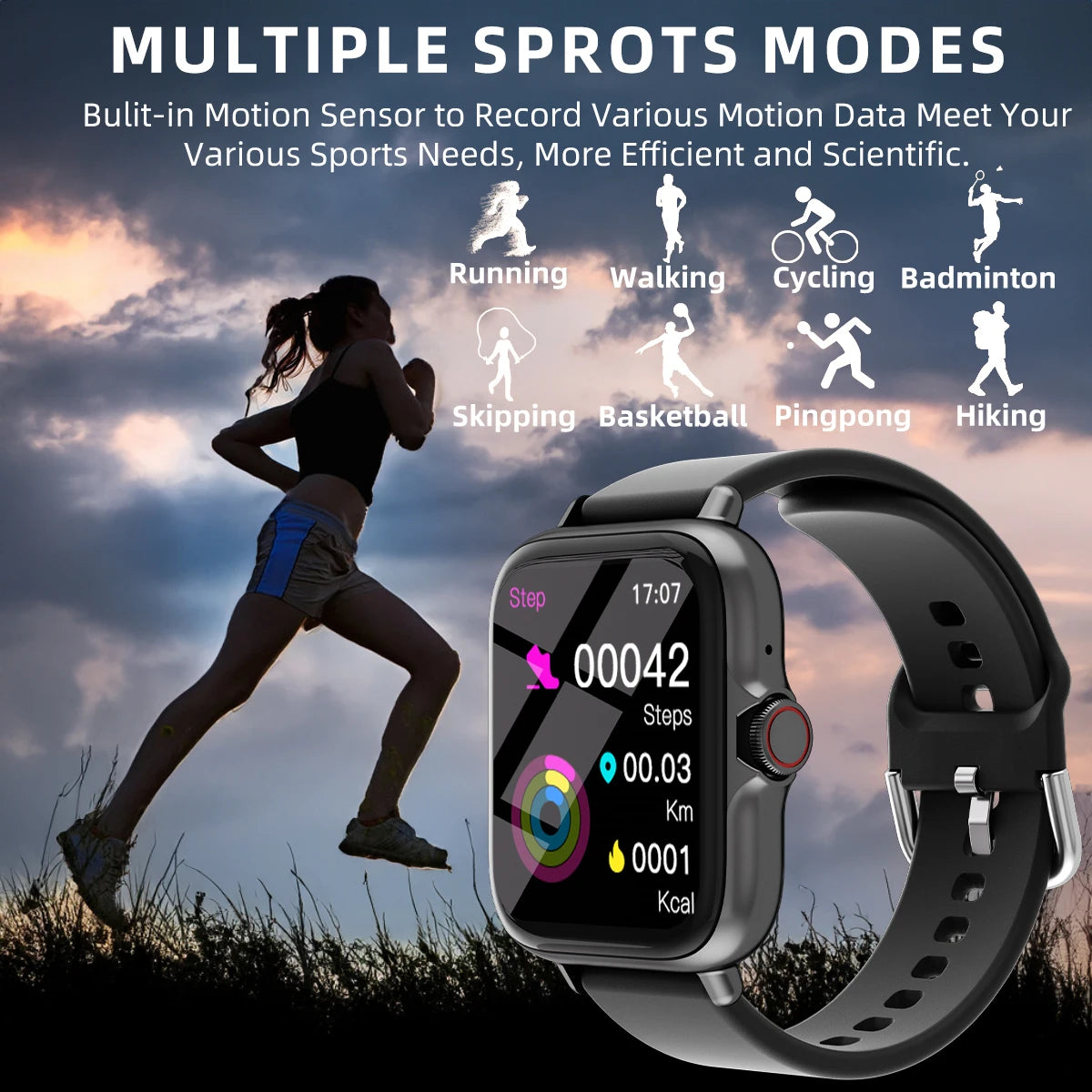 Montre Connectée DESERTCAT – Écran 1,83" | BT5.2 | Suivi Santé