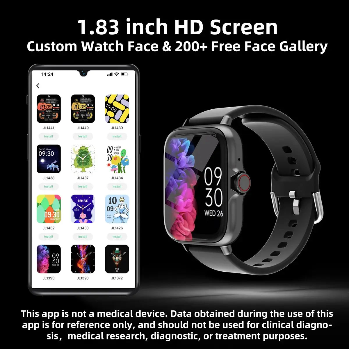 Montre Connectée DESERTCAT – Écran 1,83" | BT5.2 | Suivi Santé TechVisio