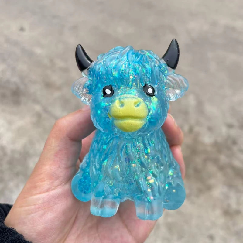 Cute Maltose Squishy Glitter Highland Cow Squeeze Toys Soft Animal Slow Rising Anti Stress Relieve Anxiety Sensory Fidget Toy TechVisio