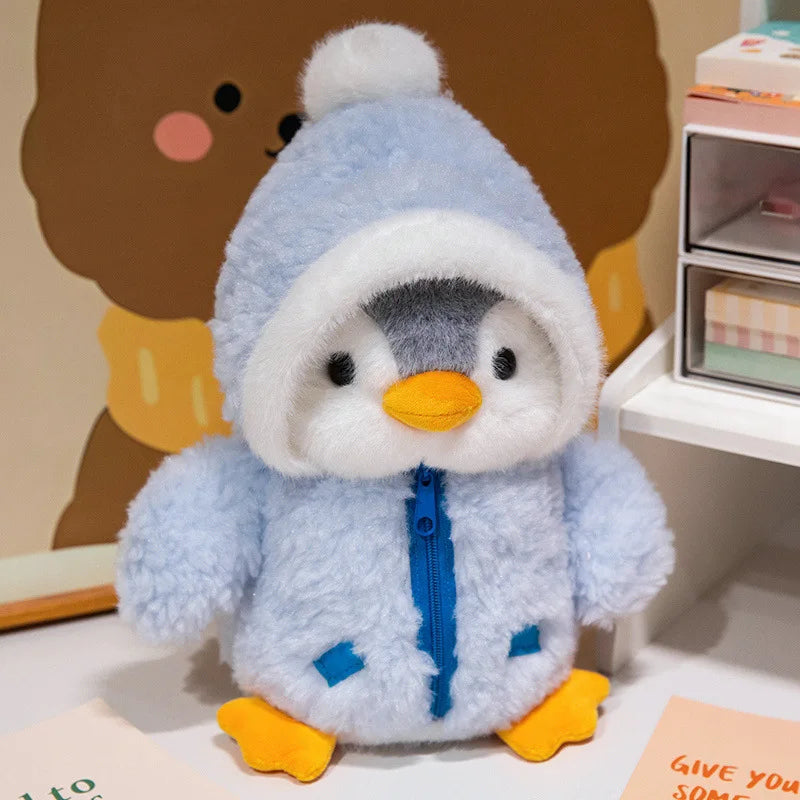 25cm Cute Penguin Plush Toy Baby Comforting Sleep Doll Fluffy Penguin Wearing Clothes Hats Stuffed Animal Pillow Birthday Gifts TechVisio