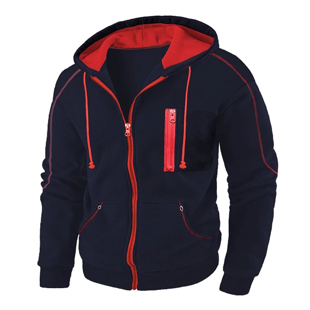 Men's Full Zip Hoodie Jacket Hooded Plain Pocket Sports Outdoor Daily Sports Hot Stamping Designer Basic Casual Sweatshirts TechVisio