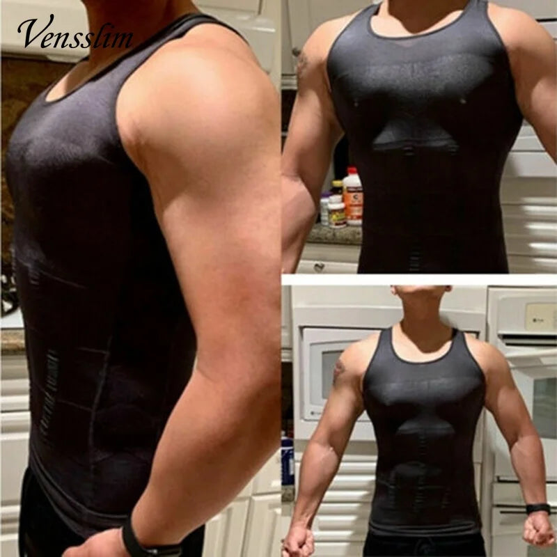 Compression Shirt Slimming Body Shaper Vest Men Gym Workout Sleeveless Gynecomastia Abdomen Waist Trainer Shapewear TechVisio