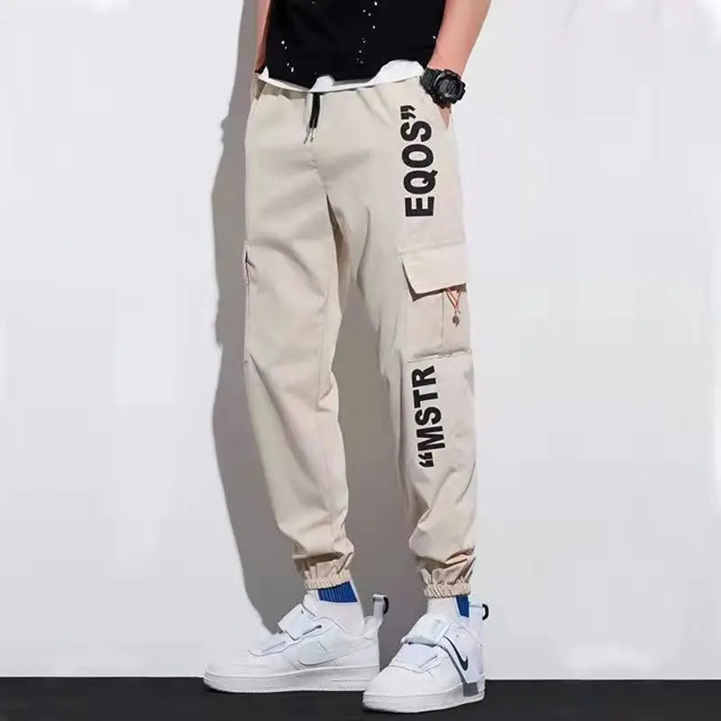 Classic Streetwear Casual Men Ribbons Harem Jogging Pants Male Slim Fit Spring Cargo Pants Multi-Pockets Women Trousers K94 TechVisio