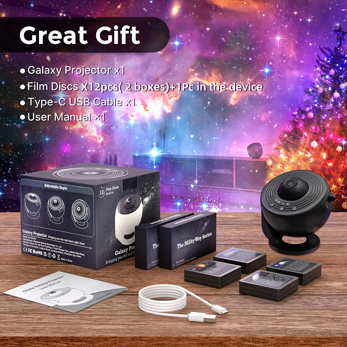Mexllex – 13-in-1 Planetenprojektor HD 360° LED