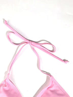 2 Pc Sexy Women Thong Solid Color Bikini Set Side Halter Tie Swimsuit Ladies Split Strap Adjustable Brazilian Swimwear Beachwear TechVisio