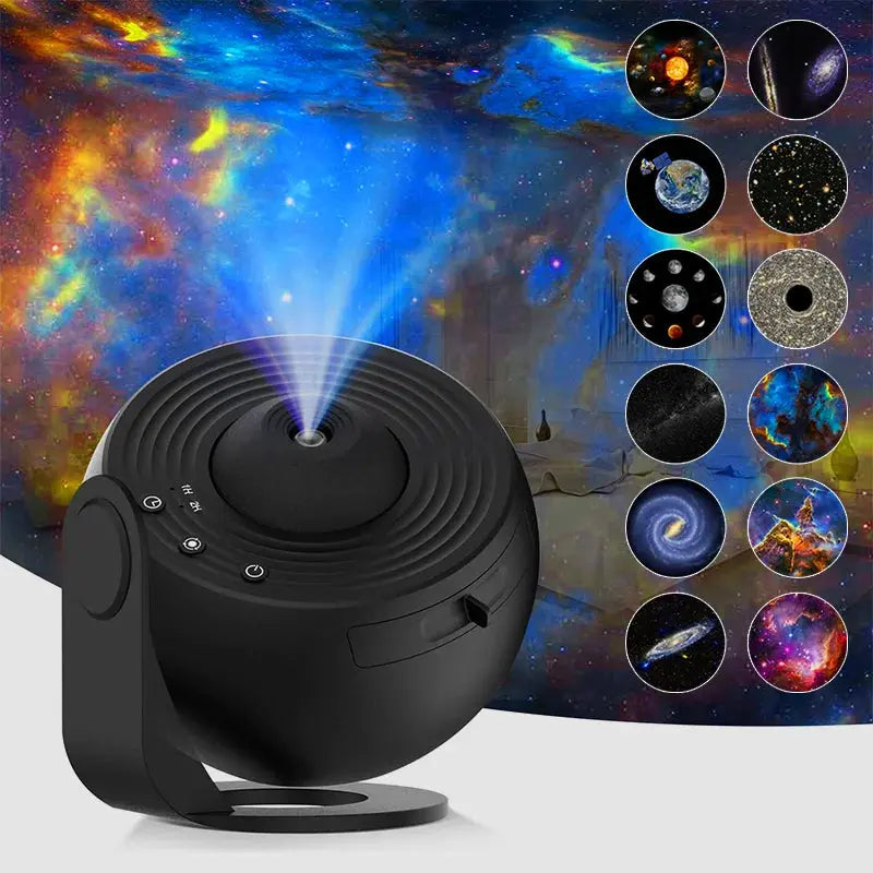 Projecteur Planétarium 12-en-1 AUSYLE – Veilleuse LED Galaxie, Rotation 360°, Cadeau Enfant & Déco TechVisio